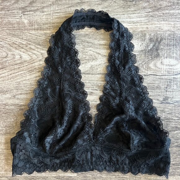 Black Lace Halter Bralette - Picture 1 of 3